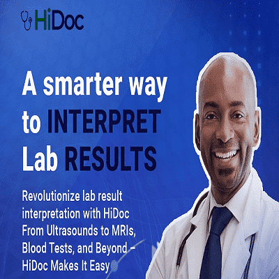 HiDoc product artwork introducing medical test interpretation